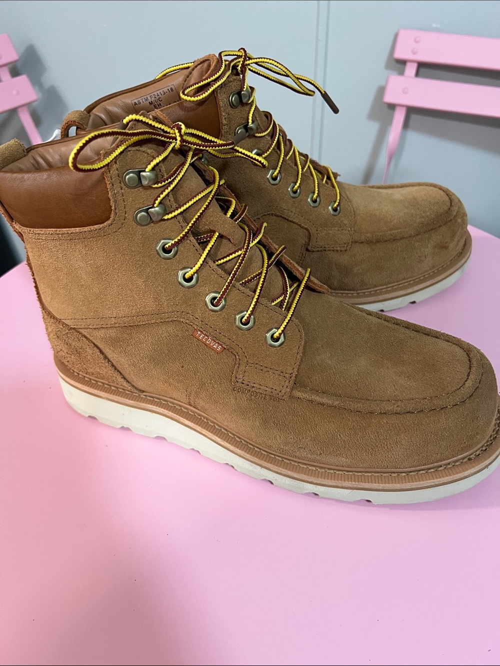 New Tecovas The LongHaul Waterproof Moc Comp Toe Work Boot Cashew Roughout 10EE